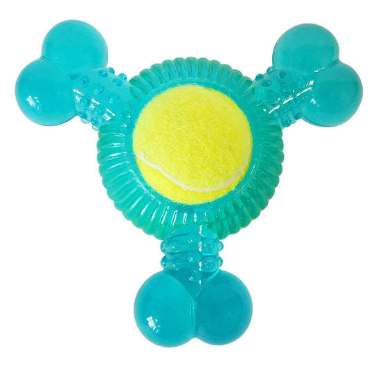 Jojo Modern Pets - Recyclable 3-Bone Dog Squeaker Tennis Ball Chew Toy